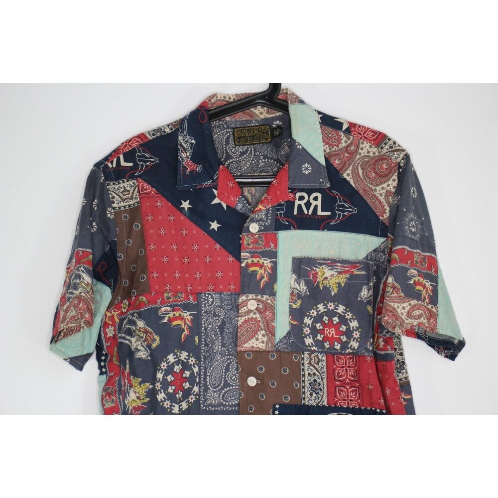 RRL Double RL Mens Medium Limited Edition Patchwork Camp Button Up Shirt N1419 - Picture 2 of 9